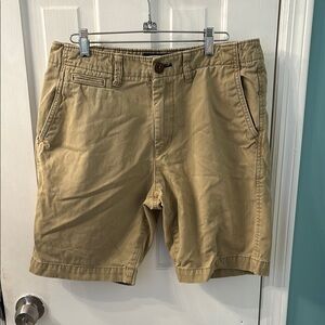 American Eagle Outfitters Khaki Chino Shorts Classic Flat-Front Design